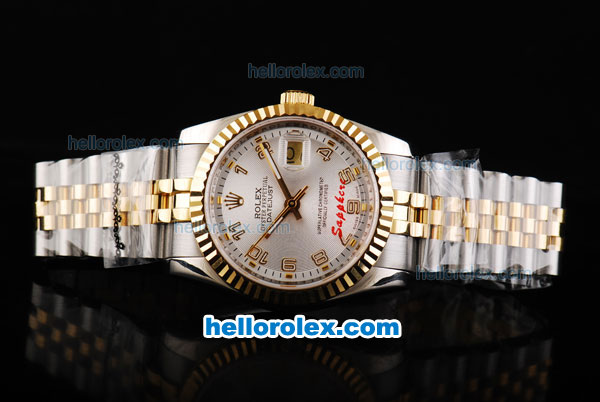 Rolex Datejust Automatic Movement Two Tone with Silver Dial and Numeral Markers - Click Image to Close
